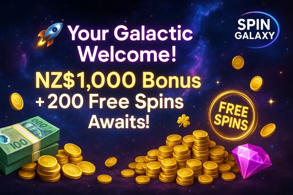Spin Galaxy NZ - Your Galactic Welcome Bonus: NZ$1,000 + 200 Free Spins