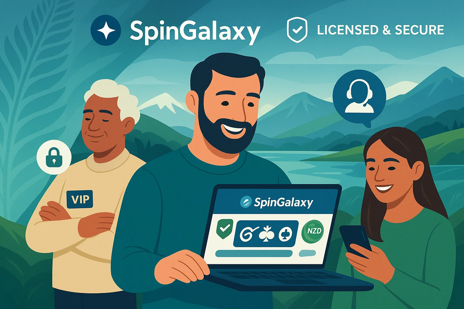 Spin Galaxy NZ - Key Features and Benefits Illustration